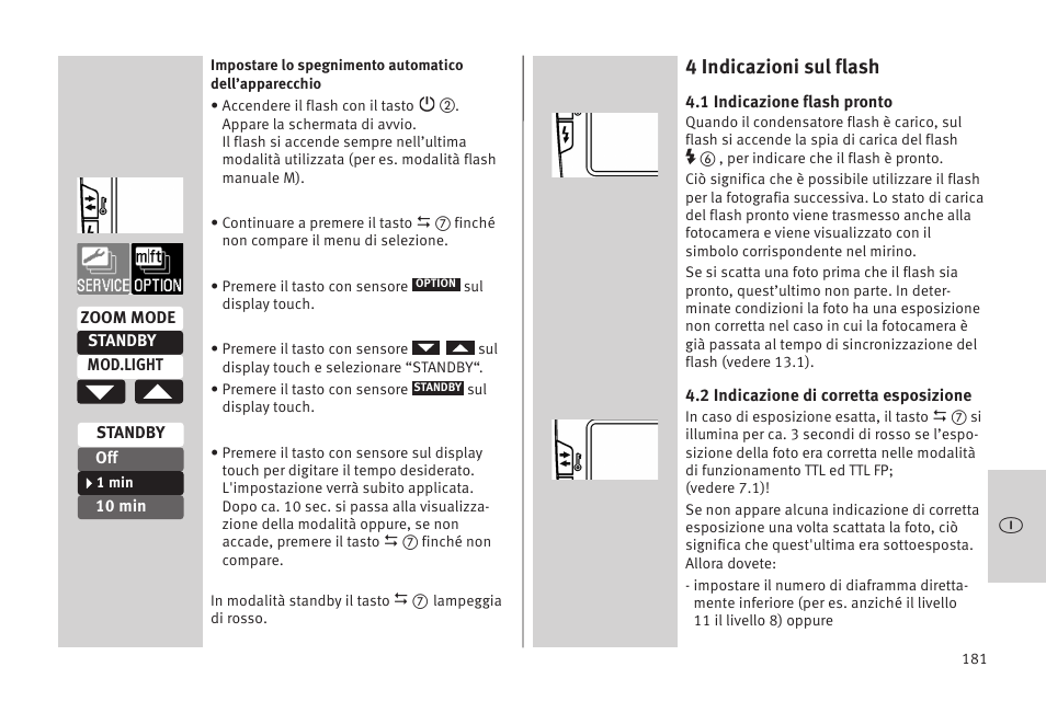 4 indicazioni sul flash | Metz MECABLITZ 52 AF-1 digital Olympus User Manual | Page 181 / 262