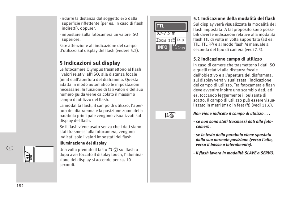 5 indicazioni sul display | Metz MECABLITZ 52 AF-1 digital Olympus User Manual | Page 182 / 262