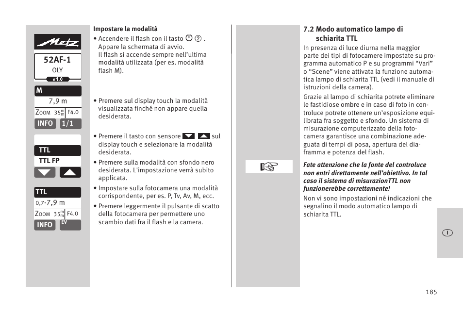 52af-1 | Metz MECABLITZ 52 AF-1 digital Olympus User Manual | Page 185 / 262