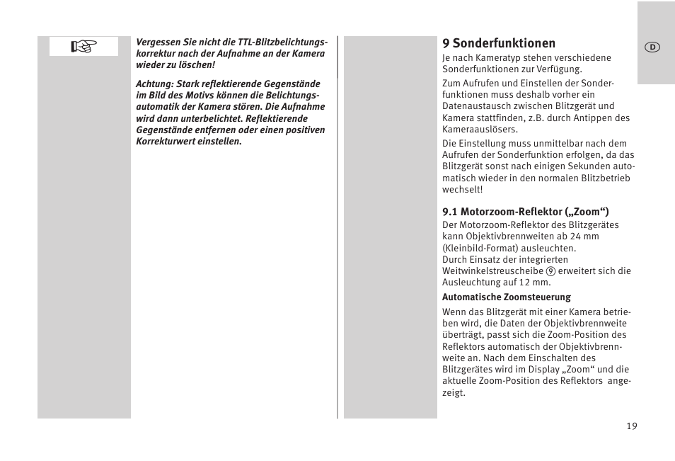 Metz MECABLITZ 52 AF-1 digital Olympus User Manual | Page 19 / 262
