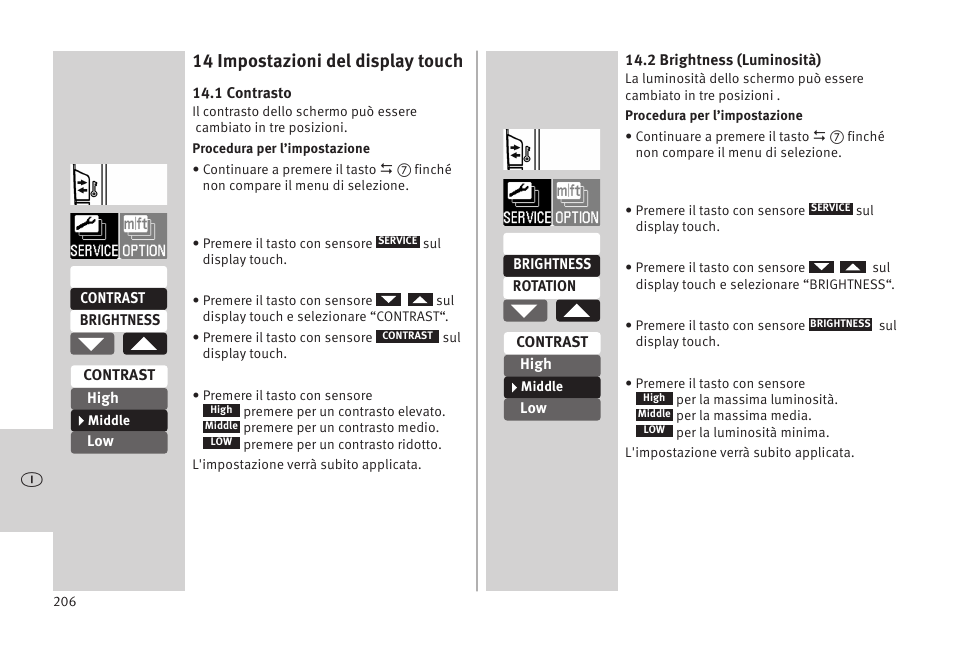 14 impostazioni del display touch | Metz MECABLITZ 52 AF-1 digital Olympus User Manual | Page 206 / 262