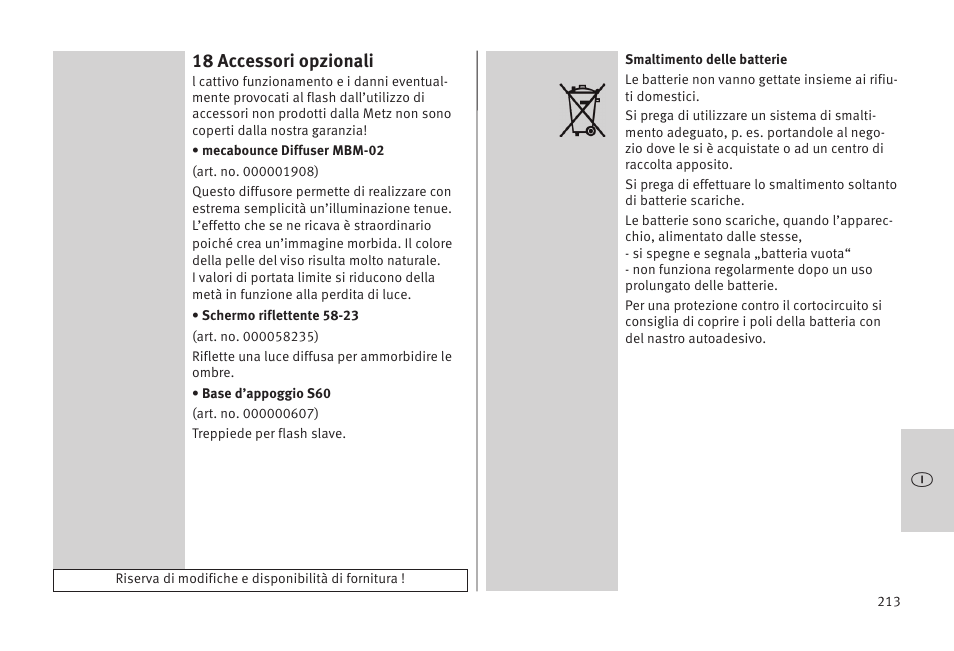 18 accessori opzionali | Metz MECABLITZ 52 AF-1 digital Olympus User Manual | Page 213 / 262
