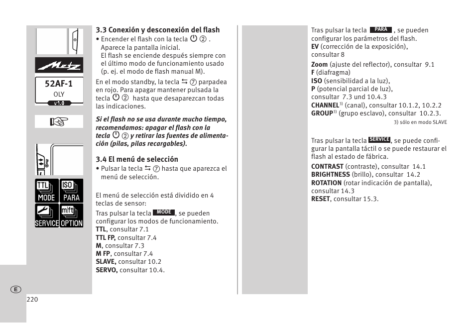 52af-1 | Metz MECABLITZ 52 AF-1 digital Olympus User Manual | Page 220 / 262