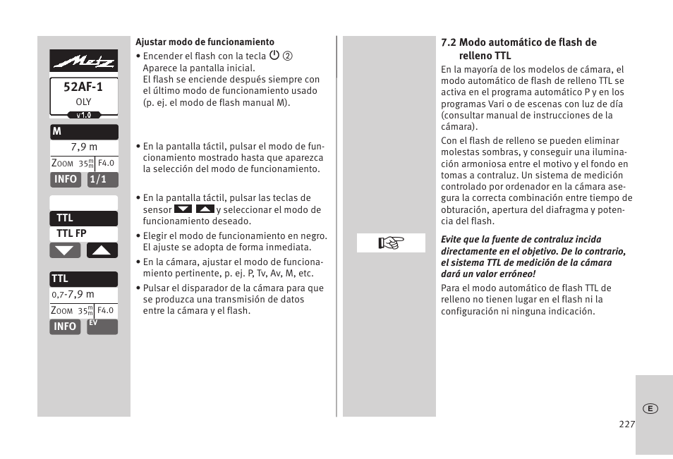 52af-1 | Metz MECABLITZ 52 AF-1 digital Olympus User Manual | Page 227 / 262