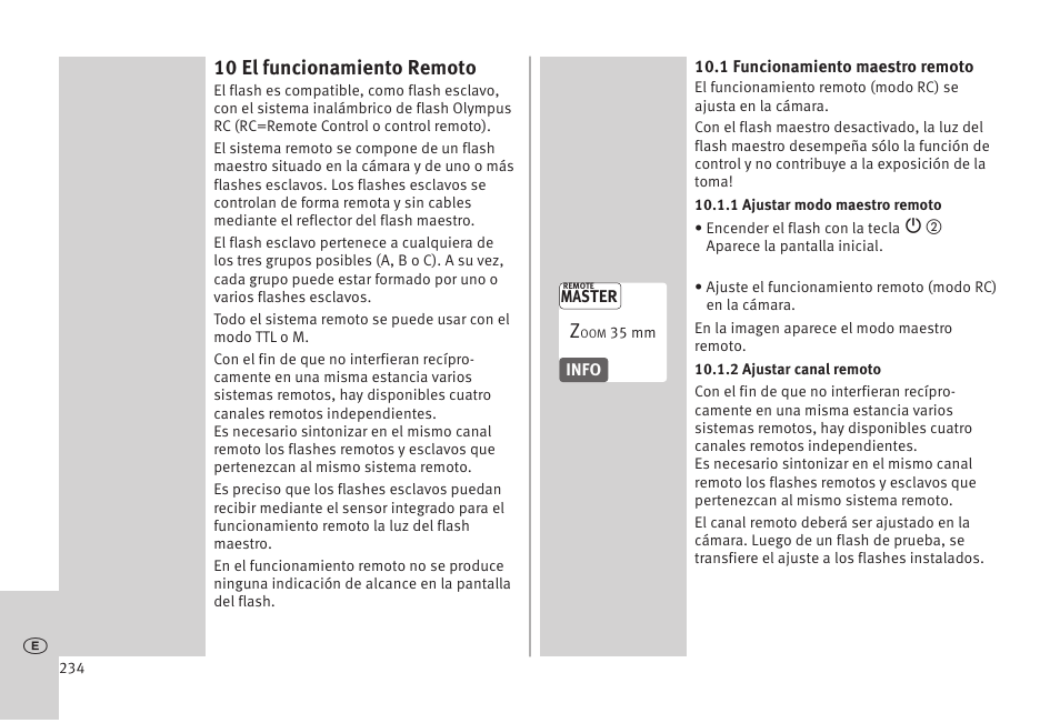 10 el funcionamiento remoto | Metz MECABLITZ 52 AF-1 digital Olympus User Manual | Page 234 / 262