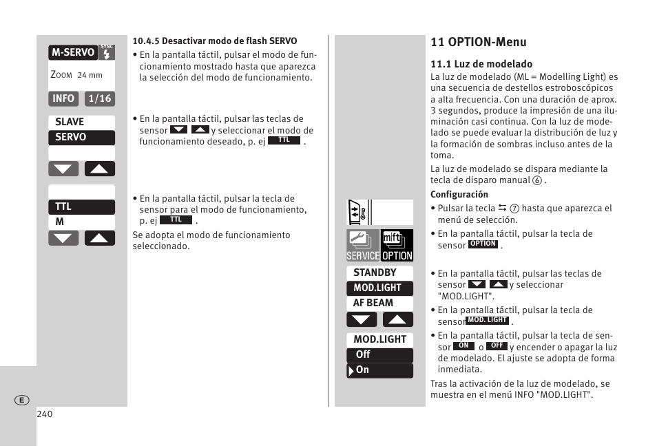 11 option-menu | Metz MECABLITZ 52 AF-1 digital Olympus User Manual | Page 240 / 262