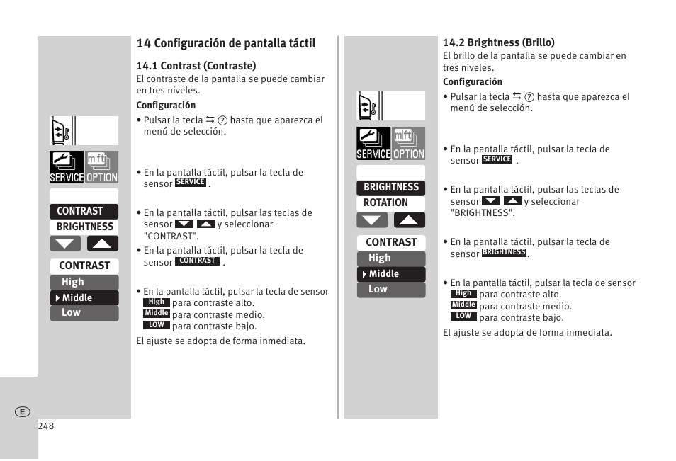 14 configuración de pantalla táctil | Metz MECABLITZ 52 AF-1 digital Olympus User Manual | Page 248 / 262