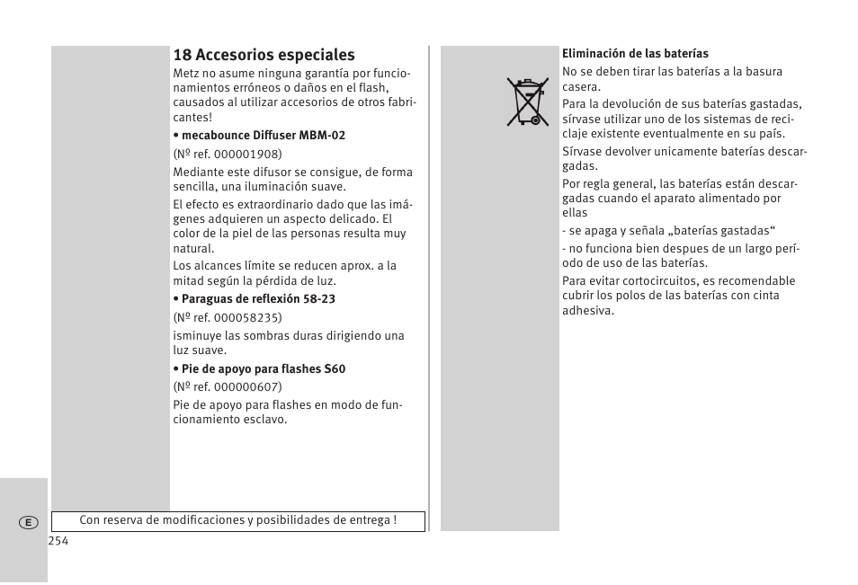 18 accesorios especiales | Metz MECABLITZ 52 AF-1 digital Olympus User Manual | Page 254 / 262