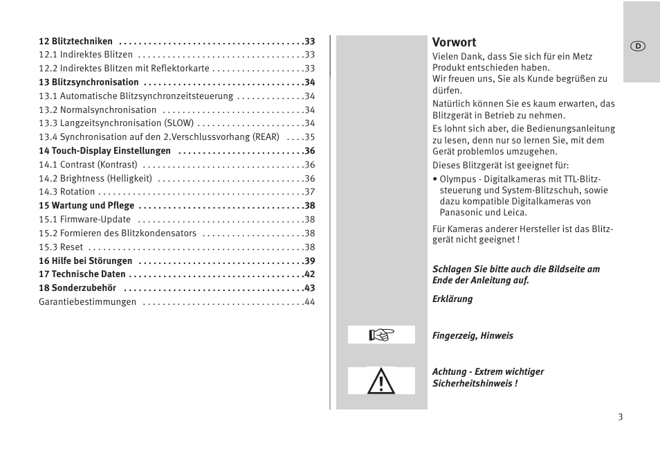 Vorwort | Metz MECABLITZ 52 AF-1 digital Olympus User Manual | Page 3 / 262