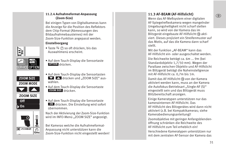 Metz MECABLITZ 52 AF-1 digital Olympus User Manual | Page 31 / 262