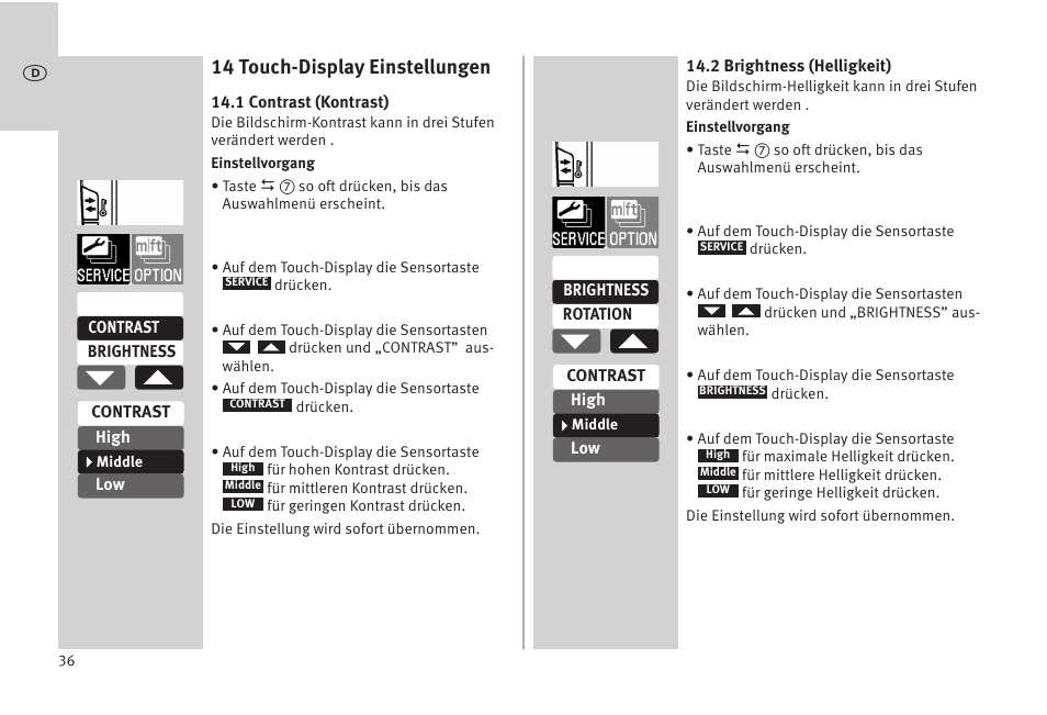 14 touch-display einstellungen | Metz MECABLITZ 52 AF-1 digital Olympus User Manual | Page 36 / 262