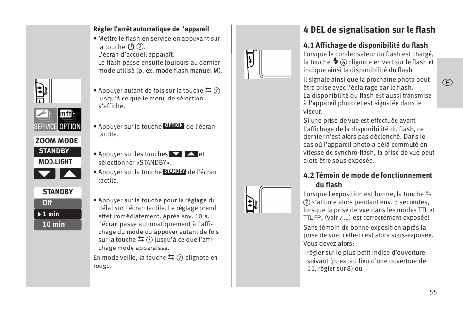 4 del de signalisation sur le flash | Metz MECABLITZ 52 AF-1 digital Olympus User Manual | Page 55 / 262