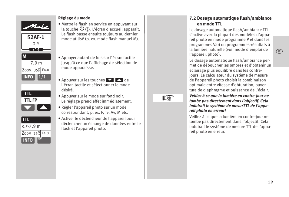 52af-1 | Metz MECABLITZ 52 AF-1 digital Olympus User Manual | Page 59 / 262