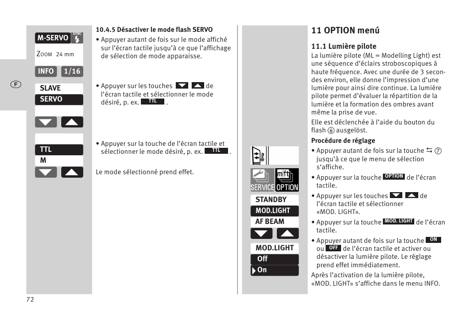 11 option menú | Metz MECABLITZ 52 AF-1 digital Olympus User Manual | Page 72 / 262