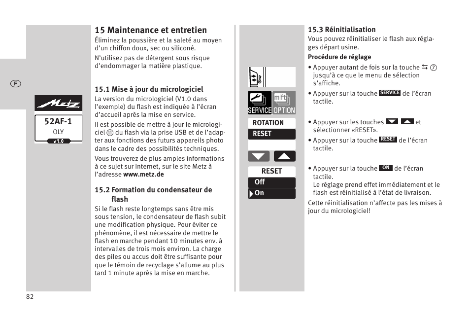 15 maintenance et entretien, 52af-1 | Metz MECABLITZ 52 AF-1 digital Olympus User Manual | Page 82 / 262