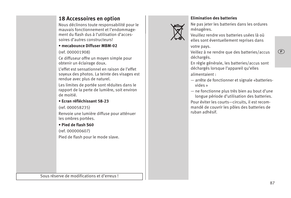 18 accessoires en option | Metz MECABLITZ 52 AF-1 digital Olympus User Manual | Page 87 / 262