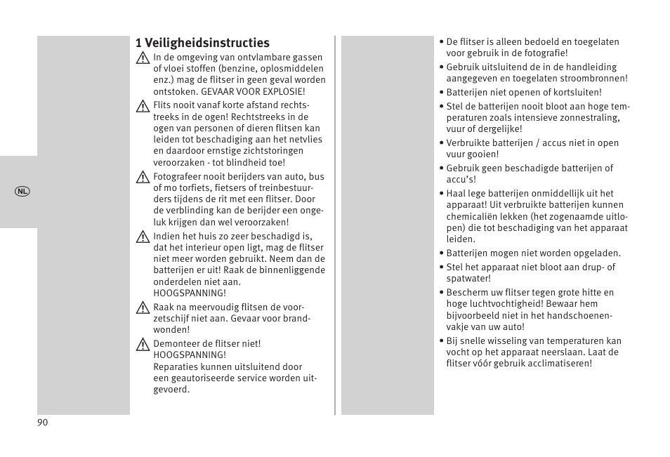 1 veiligheidsinstructies | Metz MECABLITZ 52 AF-1 digital Olympus User Manual | Page 90 / 262
