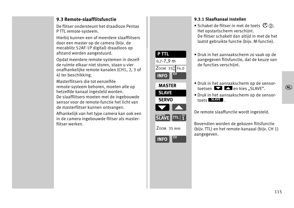 Metz MECABLITZ 52 AF-1 digital Pentax User Manual | Page 115 / 278