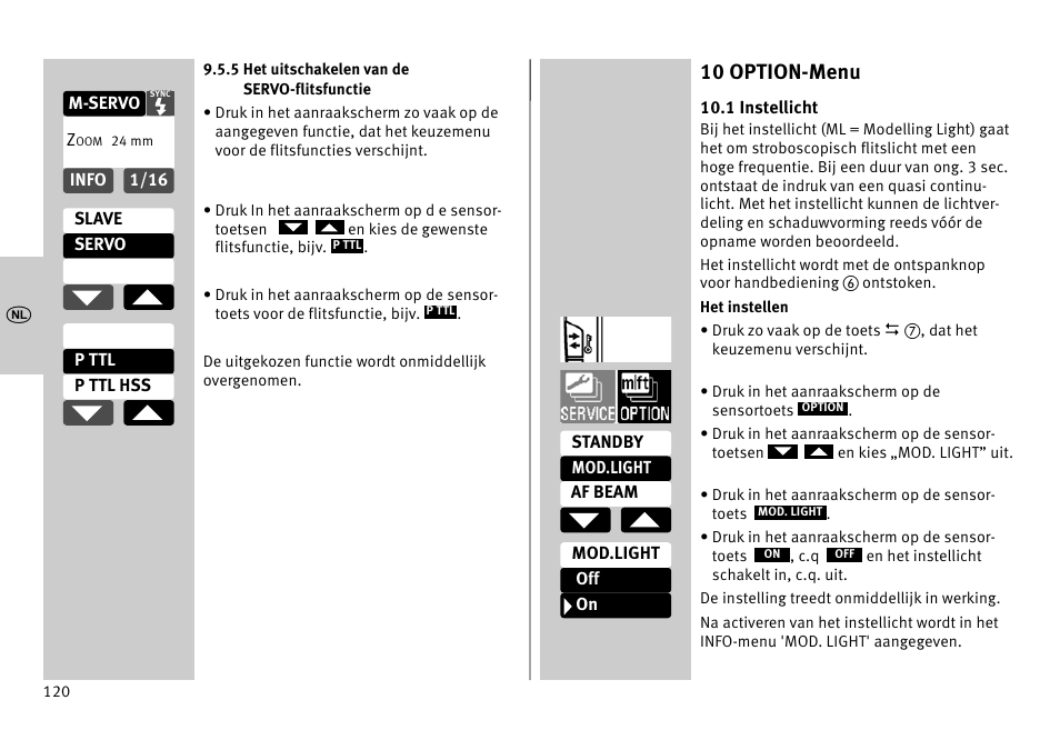 10 option-menu | Metz MECABLITZ 52 AF-1 digital Pentax User Manual | Page 120 / 278