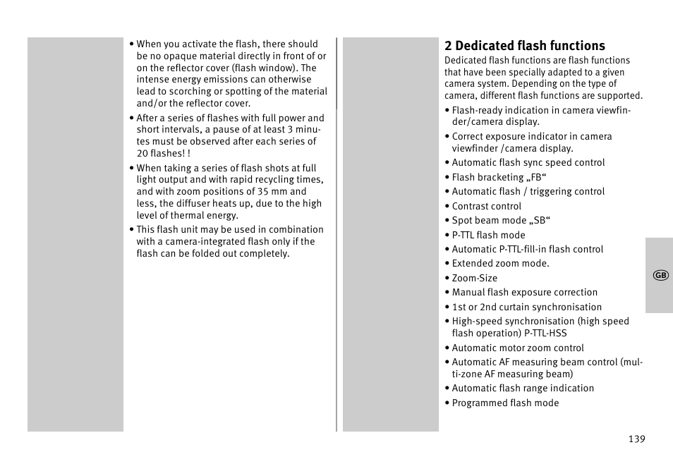2 dedicated flash functions | Metz MECABLITZ 52 AF-1 digital Pentax User Manual | Page 139 / 278