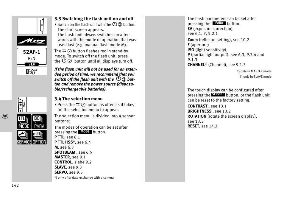 52af-1 | Metz MECABLITZ 52 AF-1 digital Pentax User Manual | Page 142 / 278