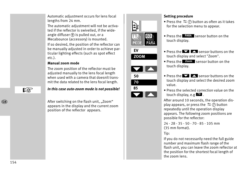 Metz MECABLITZ 52 AF-1 digital Pentax User Manual | Page 154 / 278