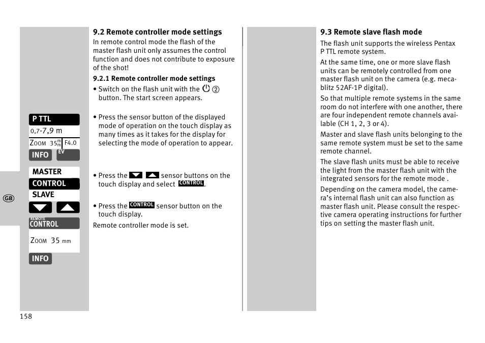 Metz MECABLITZ 52 AF-1 digital Pentax User Manual | Page 158 / 278