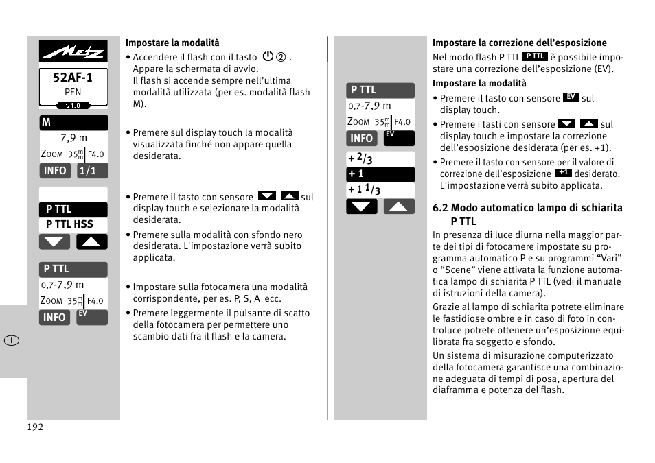 52af-1 | Metz MECABLITZ 52 AF-1 digital Pentax User Manual | Page 192 / 278