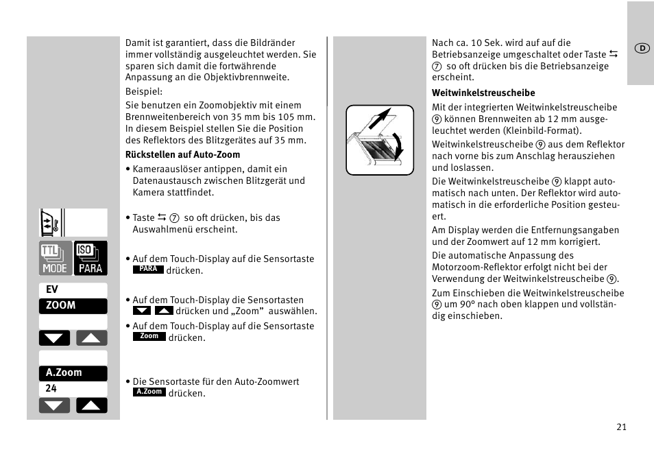 Metz MECABLITZ 52 AF-1 digital Pentax User Manual | Page 21 / 278