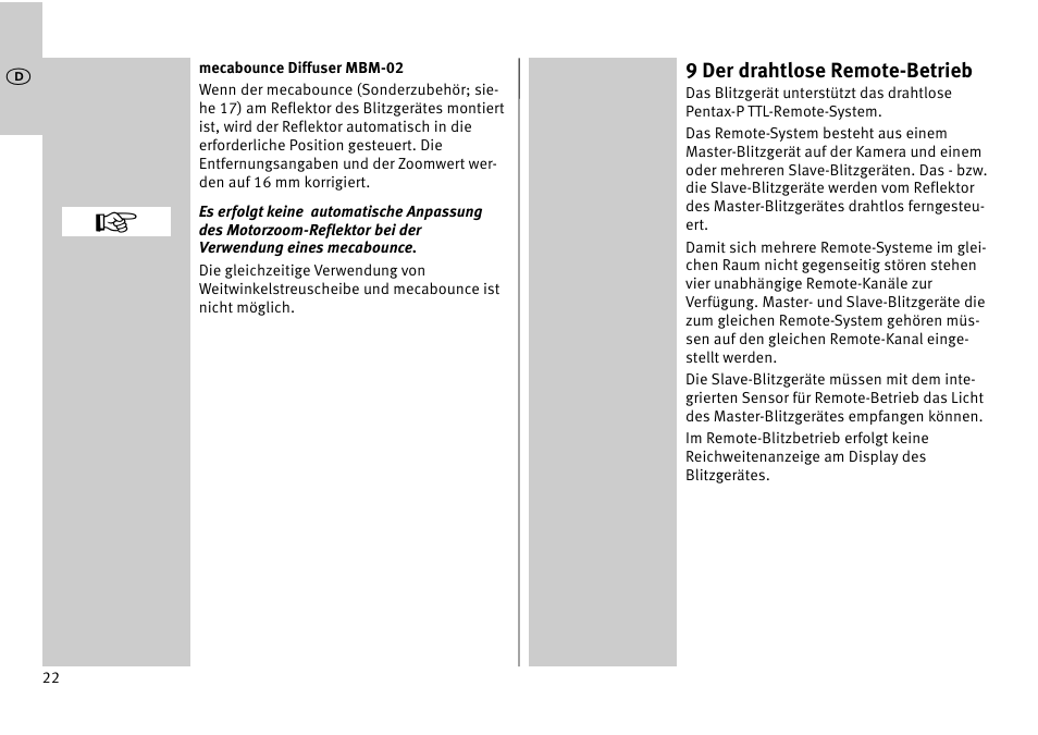 Metz MECABLITZ 52 AF-1 digital Pentax User Manual | Page 22 / 278