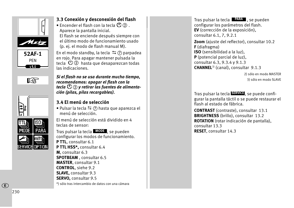 52af-1 | Metz MECABLITZ 52 AF-1 digital Pentax User Manual | Page 230 / 278