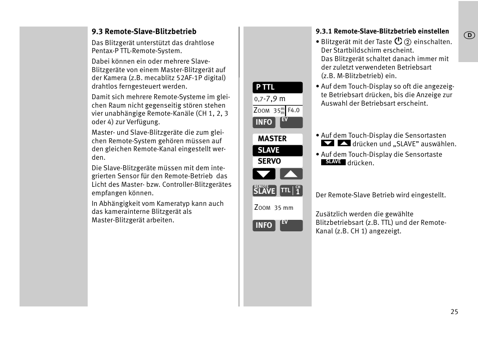 Metz MECABLITZ 52 AF-1 digital Pentax User Manual | Page 25 / 278