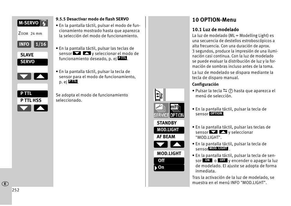 10 option-menu | Metz MECABLITZ 52 AF-1 digital Pentax User Manual | Page 252 / 278