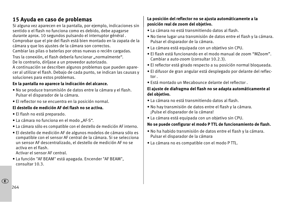 15 ayuda en caso de problemas | Metz MECABLITZ 52 AF-1 digital Pentax User Manual | Page 264 / 278