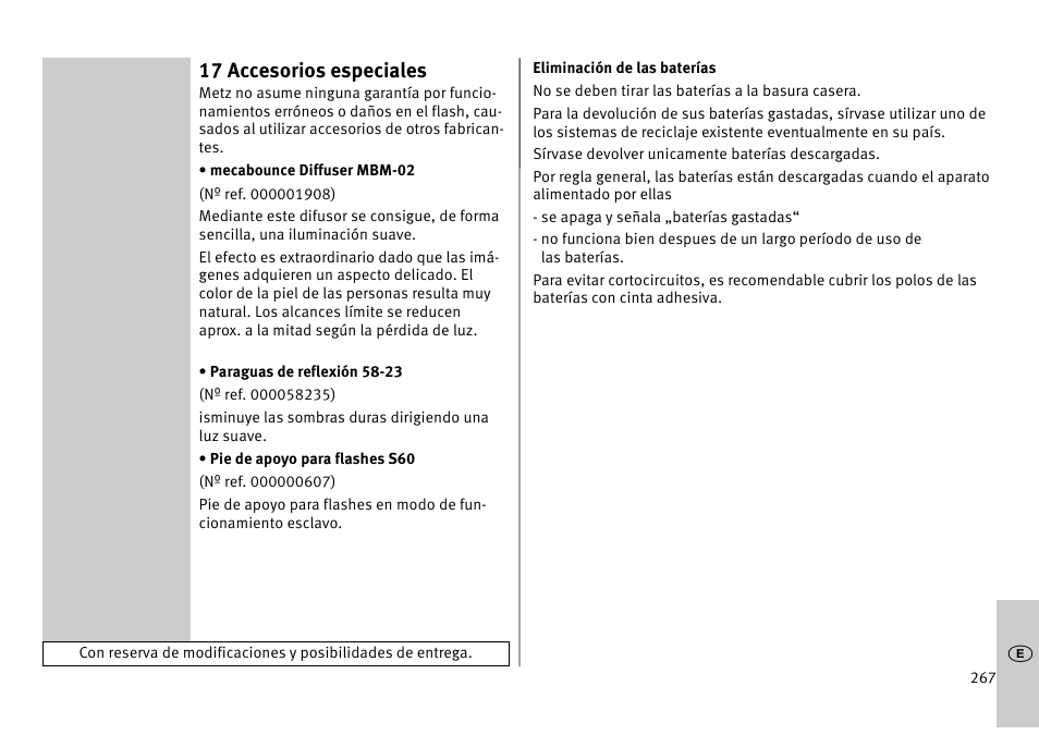 17 accesorios especiales | Metz MECABLITZ 52 AF-1 digital Pentax User Manual | Page 267 / 278