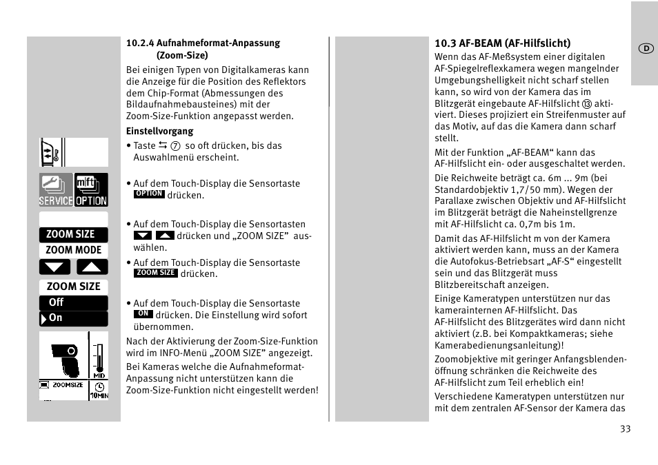 Metz MECABLITZ 52 AF-1 digital Pentax User Manual | Page 33 / 278