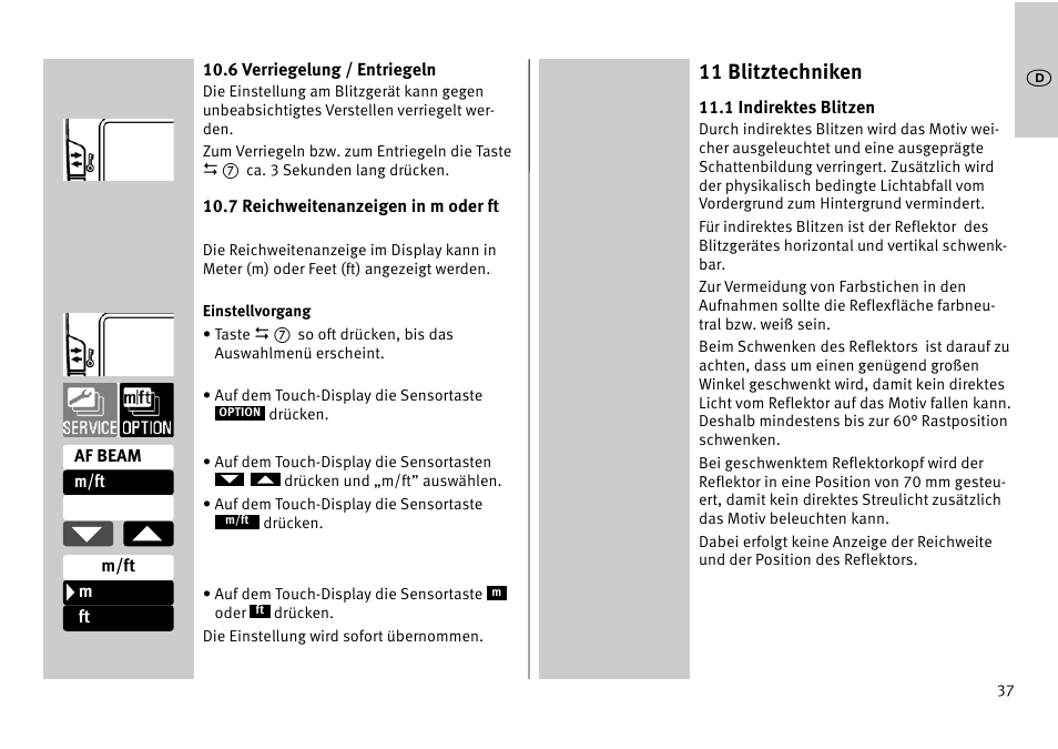 11 blitztechniken | Metz MECABLITZ 52 AF-1 digital Pentax User Manual | Page 37 / 278
