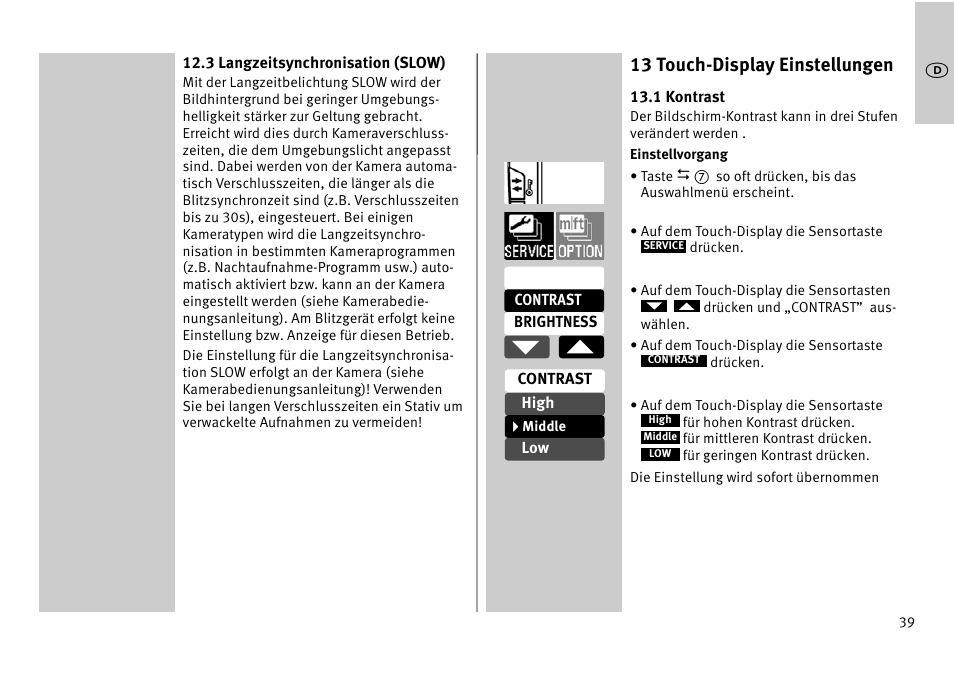 13 touch-display einstellungen | Metz MECABLITZ 52 AF-1 digital Pentax User Manual | Page 39 / 278
