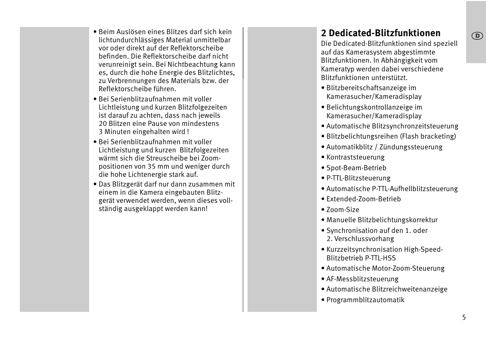2 dedicated-blitzfunktionen | Metz MECABLITZ 52 AF-1 digital Pentax User Manual | Page 5 / 278