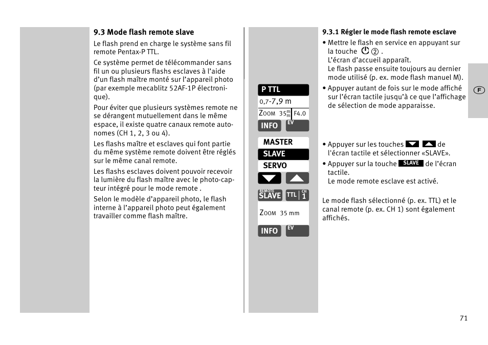 Metz MECABLITZ 52 AF-1 digital Pentax User Manual | Page 71 / 278