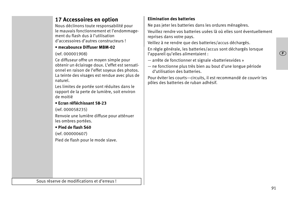 17 accessoires en option | Metz MECABLITZ 52 AF-1 digital Pentax User Manual | Page 91 / 278