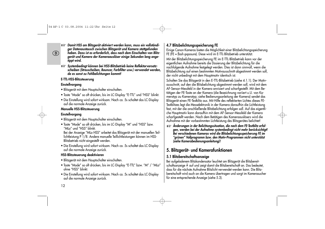 Metz MECABLITZ 54 AF-1 Canon User Manual | Page 12 / 120
