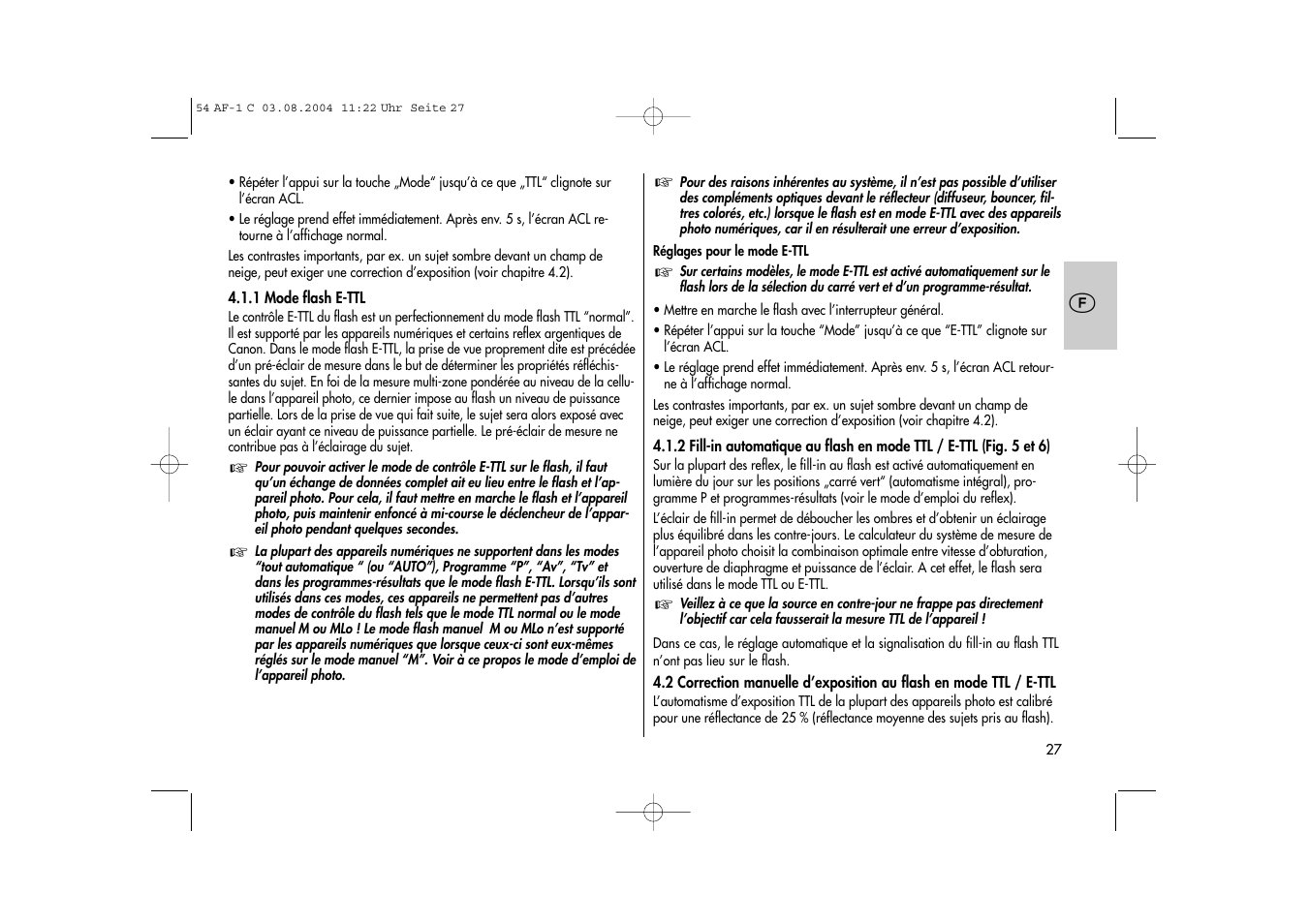 Metz MECABLITZ 54 AF-1 Canon User Manual | Page 27 / 120