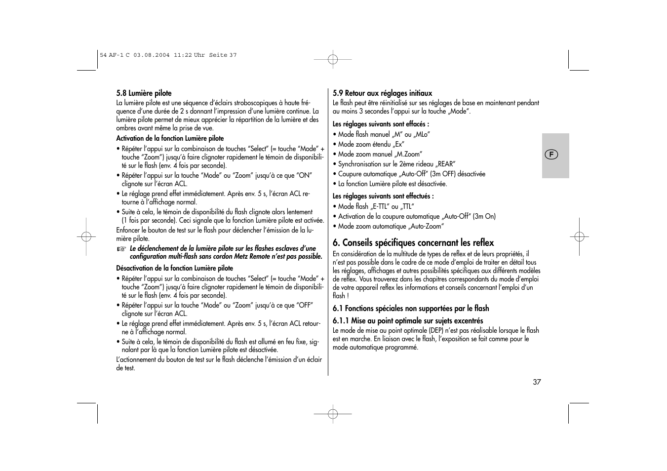Metz MECABLITZ 54 AF-1 Canon User Manual | Page 37 / 120