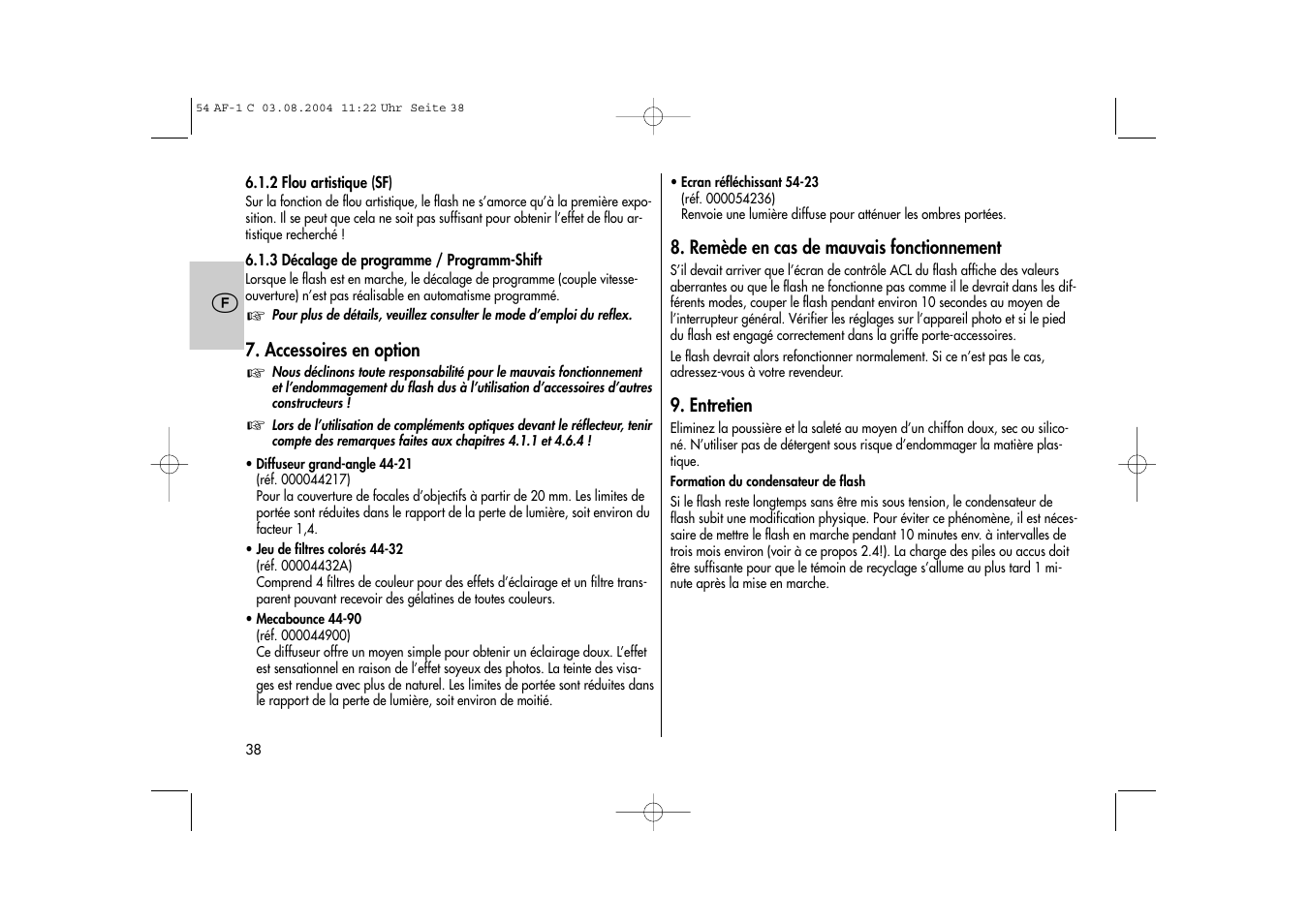 Metz MECABLITZ 54 AF-1 Canon User Manual | Page 38 / 120