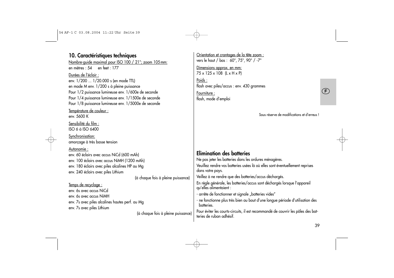 Metz MECABLITZ 54 AF-1 Canon User Manual | Page 39 / 120