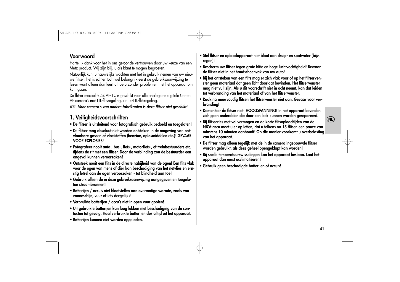 Metz MECABLITZ 54 AF-1 Canon User Manual | Page 41 / 120