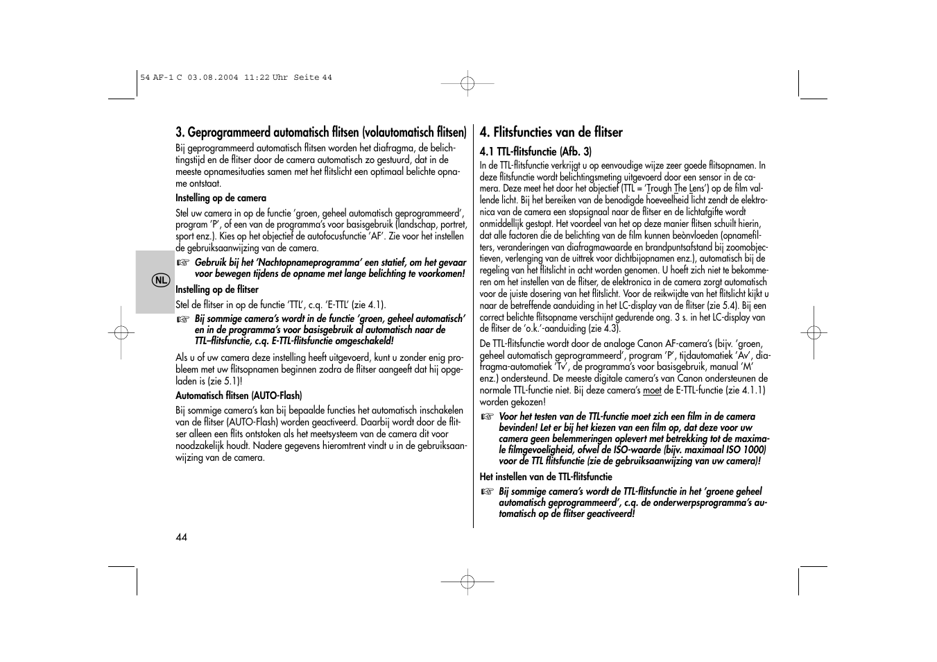Metz MECABLITZ 54 AF-1 Canon User Manual | Page 44 / 120