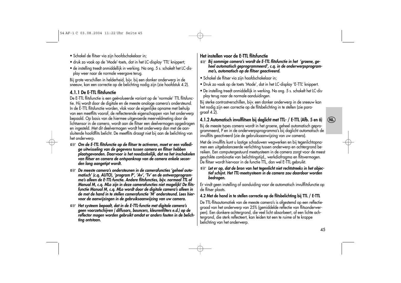 Metz MECABLITZ 54 AF-1 Canon User Manual | Page 45 / 120