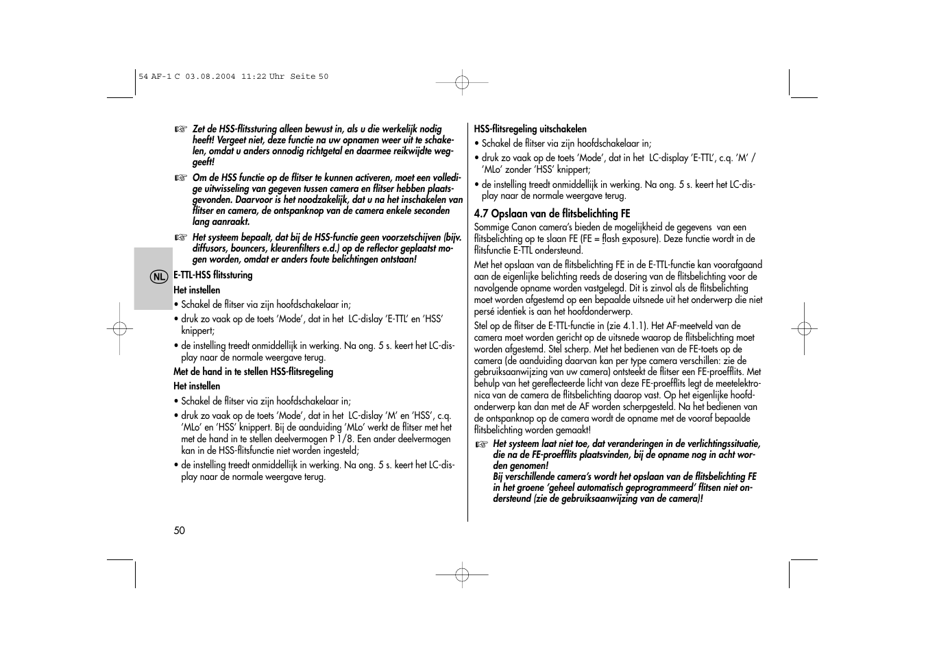 Metz MECABLITZ 54 AF-1 Canon User Manual | Page 50 / 120